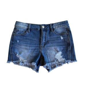 Angel Kiss Women's Blue Jeans Denim Distressed Cutoff Frayed Hem Shorts Size 7